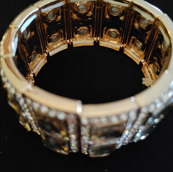 Citrine Square Cut Rhinestone Stretchy Bracelet💛 - Picture 3 of 5